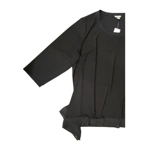 Cato Plus Sz 26/28 Black Asymmetric Sheer Hem Blouse 3/4 Sleeve Stretch Top NWT - Picture 11 of 12